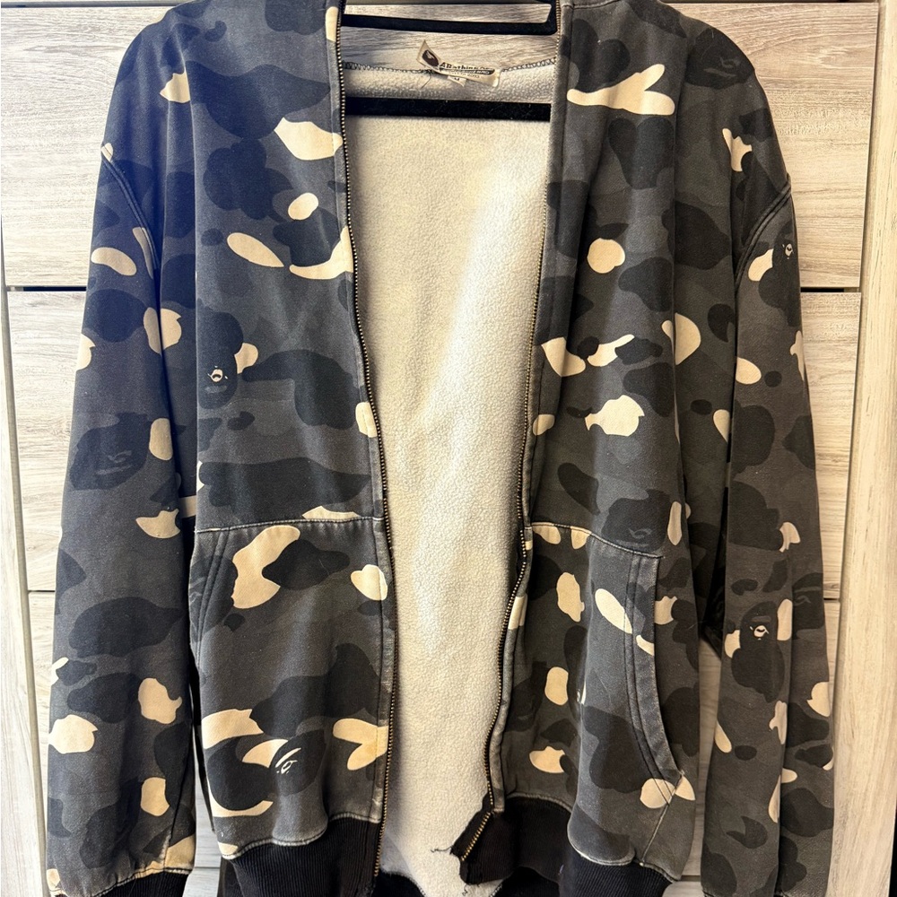 Bape Black and Cream Camo Jacket